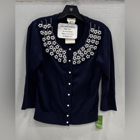 kate spade Sweaters - Kate Spade Navy Cardigan with Beaded Details